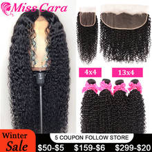 Miss Cara Hair  Brazilian Kinky Curly Hair Weave With Closure 100% Human Hair High Quality Bundles With Frontal Curly Wave Hair 2024 - buy cheap