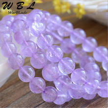 Pulseira de pedra natural de lavanda e ametistas aaaaa, joias com 5a, 3a, contas ametistas, pulseiras 6mm 8mm 10mm para mulheres wbl 2024 - compre barato