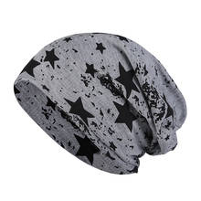 Chapéus com estampa de estrela em letras, outono inverno para mulheres e homens, gorros de hip hop, skullies unissex, boné de malha fina e quente para primavera 2024 - compre barato