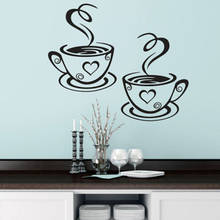 Pegatinas de pared para tazas de café, diseño bonito, decoración de té para habitación, calcomanías artísticas de vinilo para pared, pegatinas adhesivas, Decoración de cocina 2024 - compra barato