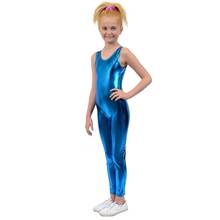 Speerise crianças tanque brilhante metálico unitards ballet traje náilon elastano longa menina bodysuit dança wear unitard 2024 - compre barato