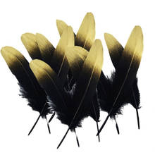 Wholesale Gold Dipped Natural Black Goose Feathers for Crafts 15-20CM 6-8" Decor Duck Feathers Wedding Feather Decoration plumes 2024 - buy cheap