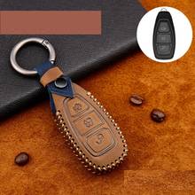Genuine Leather Car Key Cover key Case for  Ford Fiesta Focus 3 4 Mondeo Ecosport Kuga Focus ST Car Key Smart Remote Key 2024 - buy cheap