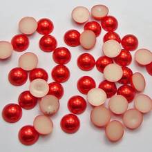 200 красные полужемчужные бусины 10 мм плоские круглые драгоценные камни для скрапбукинга 2024 - купить недорого