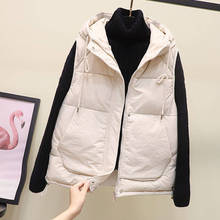 Azyt colete de algodão feminino sem mangas, jaqueta engrossada com capuz para mulheres coreana solta 2020 2024 - compre barato
