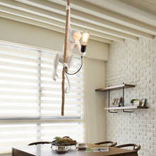 Lámpara colgante con forma de Mono para el hogar, luminaria de resina con diseño de mono moderno E27, con cuerda Retro, para cocina y Seletti 2024 - compra barato