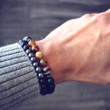 Mens Magic Fish Buddha Bracelets Fashion Lucky Gem Natural Black Mantra Prayer Stainless Steel Beads Pulseras Masculina 2024 - buy cheap