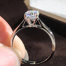 Anel feminino ouro branco au585 14k, diamantes de moissanite 1 2 3 4 5 quilates, redondo, festa de casamento, anel de noivado na moda 2024 - compre barato