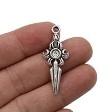 JAKONGO Antique Silver Plated Sword Charms Pendants for Jewelry Making Bracelet DIY Accessories 41x16mm 5pcs 2024 - buy cheap