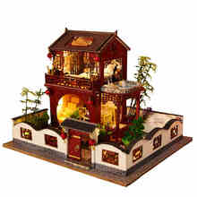 Móveis para casa de boneca, quebra-cabeça em miniatura de madeira 3d de montar, brinquedo educativo para presente de criança 2024 - compre barato