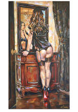 100% artesanal nude erótico óleo grande lona lésbica inerest pintura yh445 2024 - compre barato