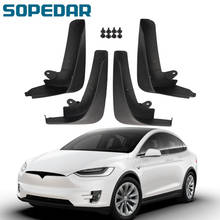 SOPEDAR-Juego de guardabarros moldeados para Tesla modelo X, 2015, 2016, 2017, 2018, guardabarros delanteros y traseros 2024 - compra barato