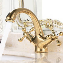 Basin Faucets Gold Color Brass Bathroom Sink Faucet Double Cross Handle Bath kitchen Mixer Hot and Cold Tap ZD1203 2024 - buy cheap