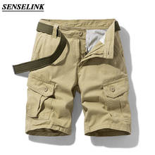 SENSELINK-pantalones cortos de algodón puro para hombre, Shorts masculinos de estilo informal, clásico, con bolsillos, color caqui, 2021 2024 - compra barato