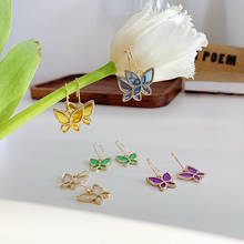 AOMU 2020 Cute Mini Transparent Colorful Butterfly Earrings Sweet Resin Stud Earrings for Women Girl Jewelry Dress Accessories 2024 - buy cheap