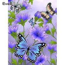 Evershine-mosaico de diamantes 5D DIY, pantalla completa, imagen de mariposa, diamantes de imitación, pintura de diamante, bordado de diamante con flores, venta 2024 - compra barato