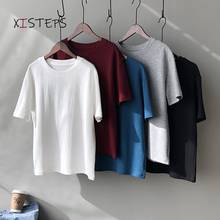 Basic Women Tees 2021 Summer 100% Cotton Female Loose Casual T-shirts White Blue Black Tops Ladies Tee Shirts O-neck Clothings 2024 - buy cheap