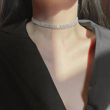 Treazy moda strass cristal gargantilha colar para as mulheres acessórios do casamento do baile de formatura corrente gargantilhas jóias collier femme presente 2024 - compre barato