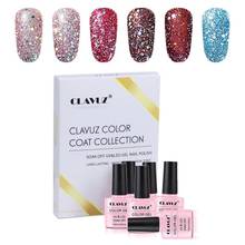 CLAVUZ 6Pcs Glitter Sequins Gel Polish Kit Soak Off UV LED Nail Varnish Primer Salon Manicure Pedicure 10ML 2024 - buy cheap
