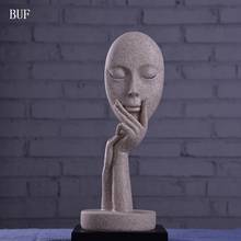 BUF MODERN HOME DECORATION FASHION ABSTRACT MASK ORNAMENT STATUE HANDMADE SANDSTONE CRAFT ART COLLECTION GIFT SCULPTURE 2024 - buy cheap