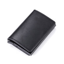 Bycobecy mini carteira rfid, carteira slim de alumínio com compartimento para cartões de crédito, porta-cartão, porta-embreagem pop-up de luxo carteira 2024 - compre barato