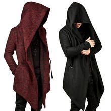 Steampunk male gothic hooded irregular red black vintage trench men's outerwear cloak fashion trench coat male 2024 - buy cheap