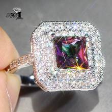 YaYI Jewelry Fashion  Princess Cut 6.9CT Multi-color Zircon Silver Color Engagement Rings wedding Lover Rings Party Rings 1185 2024 - buy cheap