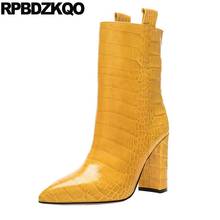 12 44 Big Size Boots Ankle 13 45 Pointed Toe High Heel Designer Shoes Women Luxury 2021 Chunky Snake Snakeskin Crossdresser 2024 - buy cheap