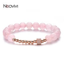 Neovivi Blue Pink Colorful Natural Stone Bracelet Women Girl Handmade Metal Beads CZ Dice Chakra Bracelets Trendy Jewelry Gifts 2024 - buy cheap