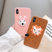 Capa de microfibra para iphone, capa 3d de microfibra fofa de desenhos animados, animais, coelho, leão, panda, max, xs, max, xr, x, 8, 7, 6, 6s plus 2024 - compre barato