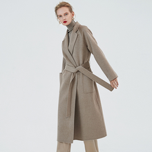 Novo estilo 2019 casaco de lã de inverno para mulheres, sobretudo slim de lã, dupla face, de caxemira, moda feminina, gravata de cintura, roupas de lã 2024 - compre barato