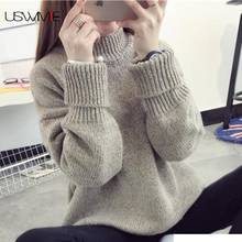 Winter Women Sweater Half Turtleneck Thickened Fashion Streetwear Casual Solid Color Sweater Thick Comfort Long Sleeve Pullover 2024 - buy cheap