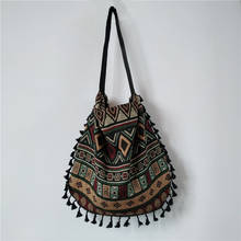 Летняя богемная модная сумка, женская сумка, винтажная сумка с кисточками, дизайн без подкладки с внутренним карманом, сумка на одно плечо, в этническом стиле 2024 - купить недорого