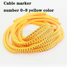 Marcador de cabo de pvc, marcador para cabo de pvc, tamanho 0 a 9, marcadores de cabo amarelo de cor sqmm 2024 - compre barato