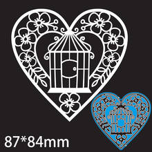 Metal Cutting Dies  Hollow Birdcage  in Heart New Scrapbook Decoration Template Embossing DIY Paper Card Craft 87*84 mm 2024 - buy cheap