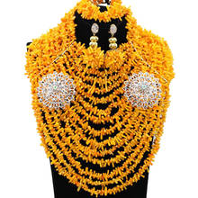 Conjunto de joyería africana de 15 capas para boda, naranja hecha a mano, Coral, nigeriano, collar de novia, cuentas, conjunto de joyería QW240 2024 - compra barato