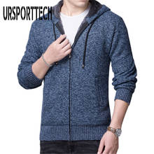 Autumn Winter Knitted Cardigan Sweater Men Hooded Thicken Plus Velvet Sweaters Male Casual Fashion Big Size Knitted Sweater Coat 2024 - buy cheap