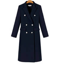 Chaqueta larga con doble botón para mujer, chaqueta ajustada con cuello vuelto, color liso, para primavera y otoño 2024 - compra barato