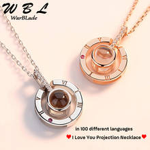 New Rose Gold Silver Love Memory Wedding Necklace I love you 100 languages Projection Pendant Necklace Drop Shipping 2019 2024 - buy cheap