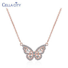 Cellacity Butterfly Necklace for Women Charms Silver 925 Jewelry Shiny Gemstone Bow Simple Elegant Female Clavicle Chain Wedding 2024 - buy cheap