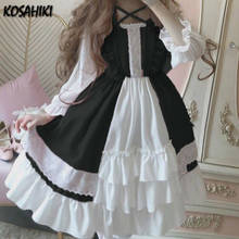 KOSAHIKI 2022 Japanese Kawaii Sweet Flare Sleeve Vestido Ruffle Cute Lolita Party Dresses Students Square Collar Clothes 11a113 2024 - buy cheap