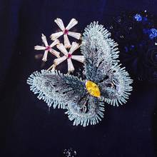 Broche de mariposa de tela para mujer, broche de alta calidad con flor de circonia cúbica, color rojo, de marca 2024 - compra barato