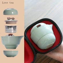 China Portable Ruyi Kuai Ke Cup Portable Travel Ceramic Tea Set Outdoor Exquisite Travel Kung Fu Teapot Set One Pot Two Cups 2024 - buy cheap