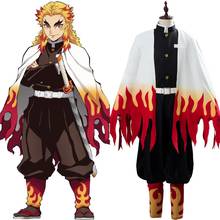 Demon Slayer Kimetsu no Yaiba Rengoku Kyoujurou Cosplay Costume Outfit Uniform Kimono Halloween Carnival Costumes 2024 - buy cheap