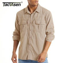Тактическая рубашка TACVASEN с 2 нагрудными карманами на молнии, Мужская быстросохнущая Защитная Рубашка с длинными рукавами, командные рабочие топы для улицы 2024 - купить недорого