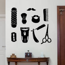 Papel de parede decorativo em vinil para barbearia, adesivo decorativo em rolo para salas de barbearia e barbearia 2024 - compre barato
