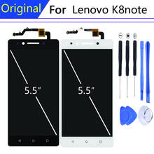 Tela lcd para lenovo k8 note, 5.5 polegadas, com display de moldura, lcds de telefone celular, tela de toque 1920x10 2024 - compre barato