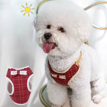 Small Medium Dog Harness Reflective Breathable Chest Strap Plaid Teddy Bichon Pet Clothes Supplies Dogs Chain Leash Printed Vest 2024 - buy cheap