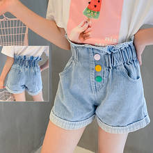 2020 girls summer clothes fashion buttons girls shorts children clothes kids denim shorts for girls jeans toddler teens 3T-14Y 2024 - buy cheap