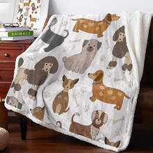 Manta de lana suave y cálida para cama, colcha con dibujos de animales, perro, Alpaca, decoración navideña 2024 - compra barato